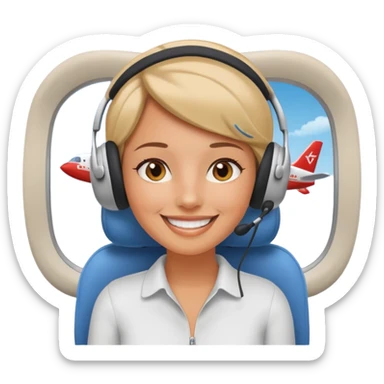 woman using travel pillow in plane sticker