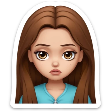 sad pretty bratz baddie, long brown hair sticker