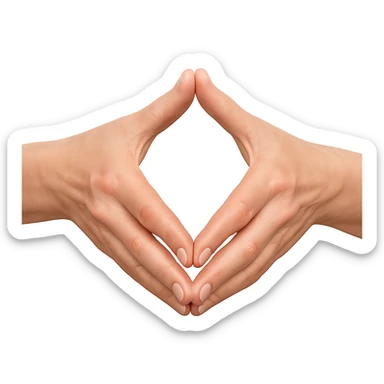 Make the hands more realistic with natural hand proportions and subtle shading, still forming the Merkel-Raute diamond gesture. Remove the background. Use a general style for the edit. sticker