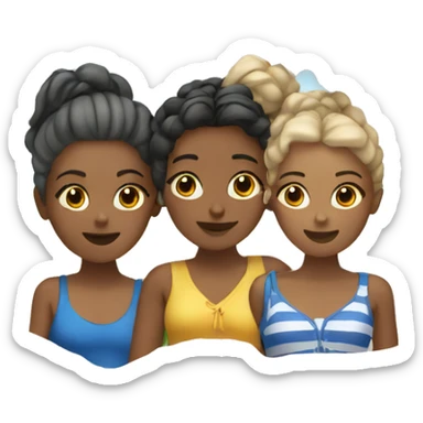 Beach with three girls sticker