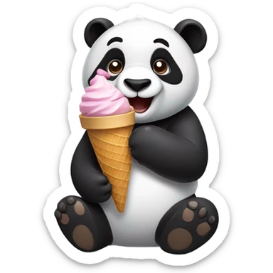 Panda eating ice cream sticker