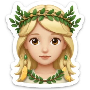 a blonde girl wearing laurel wreaths on head sticker