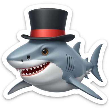 Shark with a top hat sticker