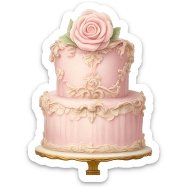 Vintage rococo cake pale pink  sticker