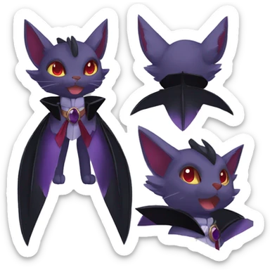  Cool cute edgy black purple red ethereal fantasy beautiful elegant nargacuga-Noivern-cat-Fakemon collar harness bow tie and bracers full body sticker