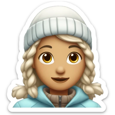 A girl with bangs and winter aesthetic clothes ice skating, the girl is a little bit tanned sticker