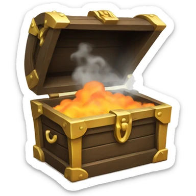 open treasure chest with orange smoke coming out sticker
