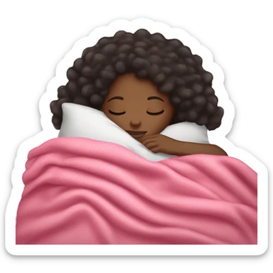 black girl sleeping with pink blanket sticker