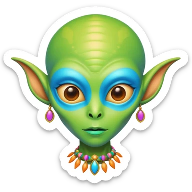 alien living in desert, very colorful, accessories, just face  sticker