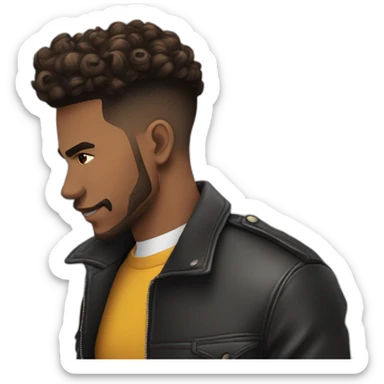 Homem moreno barbicha cabelo castanho escuro corte low fade nariz redondo  sticker