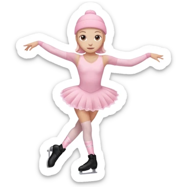 A pretty and beautiful pastel pink Figure Skater emoji  sticker