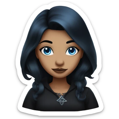 witch with black hair, blue eyes, facial tattoos sticker