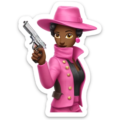 coquette pink woman with a pistol  sticker