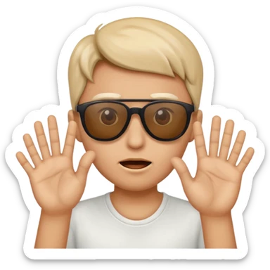 Scared face with sunglasses and ok hand holding them down sticker