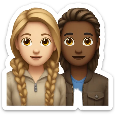 two bestfriends one of them light brown hair and the other one dark brown hair sticker