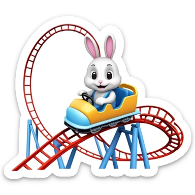 roller coaster with a bunny mascot, representing Walibi amusement park sticker