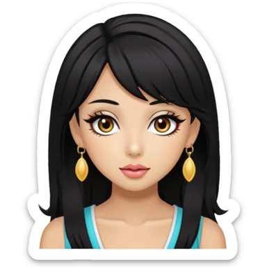 Gyaru girl black hair sticker