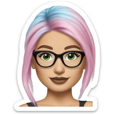 Photo Realistic kylie jenner stylish pink hair BLUE eyes and glasses elegant  sticker