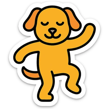dancing dog colorful outline icon style sticker