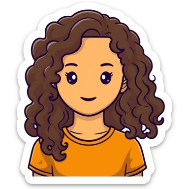 tan girl with long curly dark brown hair sticker