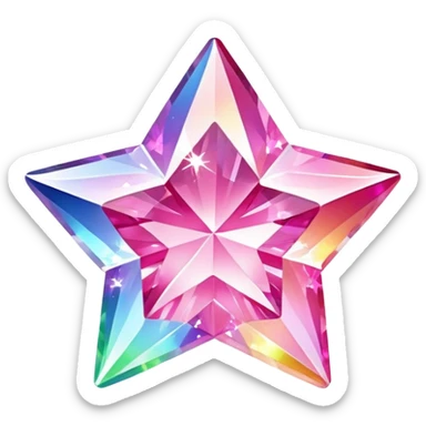 pink diamond  star jumps on a rhinestone rainbow sticker
