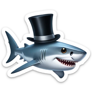 Shark with a top hat sticker