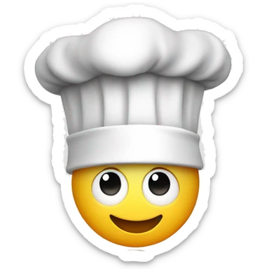 happy emoji with a chefs hat and a lightbu sticker