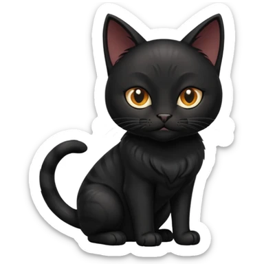 Solin wäre ein Kater mit nachtschwarzem, glänzendem Fell, kräftig gebaut und zugleich von seltener Eleganz. Sein Blick – tief und warm – scheint in die Seele zu führen, während seine Bewegung lautlos ist wie ein Schatten, der sich still an die Seite schmiegt. sticker