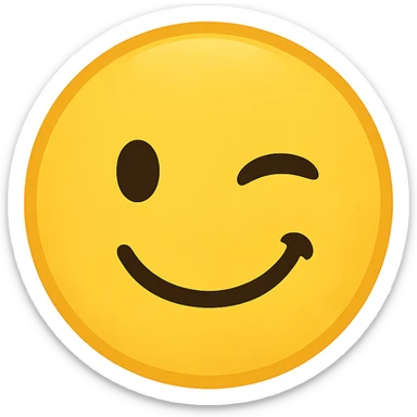 yellow winking face emoji, digital illustration sticker