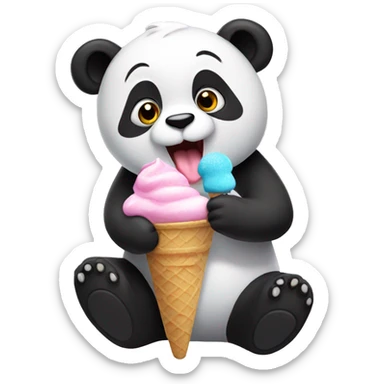 Panda eating ice cream sticker