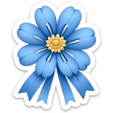 Blue flower with a white bow sticker