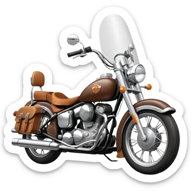Draw a classic cruiser motorcycle with chrome details & leather seat. sticker