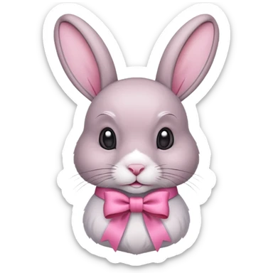 A rabbit with a pink ribbon sticker