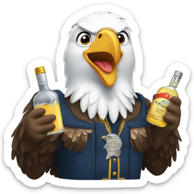 Bald eagle holding tequila sticker