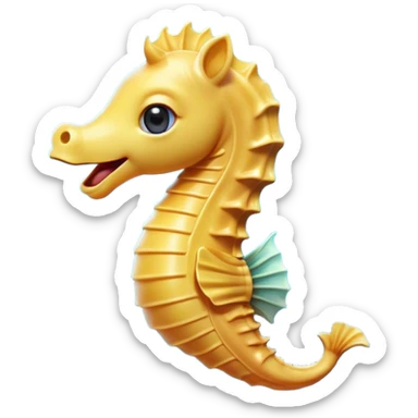 Cinematic Realistic Cute Yawning Sea Horse Portrait Emoji, Head tilted slightly with a dramatic, wide-open yawn, showcasing a soft, flowing body with gently drooping fins and half-closed, drowsy eyes rendered in delicate detail, high shine, relaxed yet expressive, styled with a dash of underwater charm, soft glowing outline, capturing the essence of a sleepy yet affectionate sea horse that appears ready to rest in tranquil water. sticker