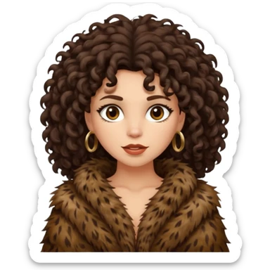 cavewoman with dark brown curly hair sticker