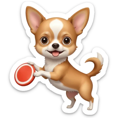 Chihuahua catching a frisbee sticker