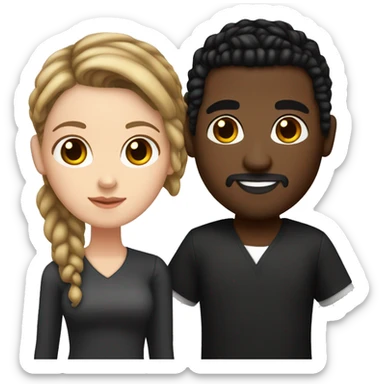 white girl with brown hair and black man with cornrows not dark skinned but not light skinned  sticker