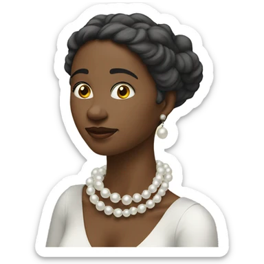 woman clutching her pearls on neck sticker