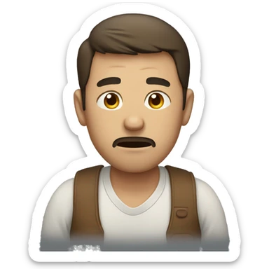 man holding his stomach with worried face sticker