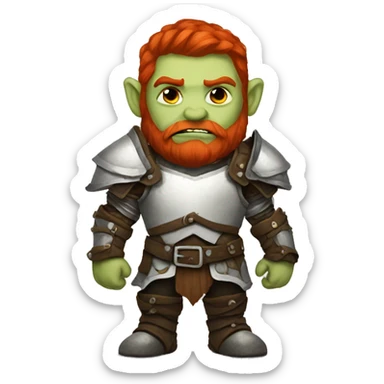 orc redhead with heavy white armor fantasy sticker