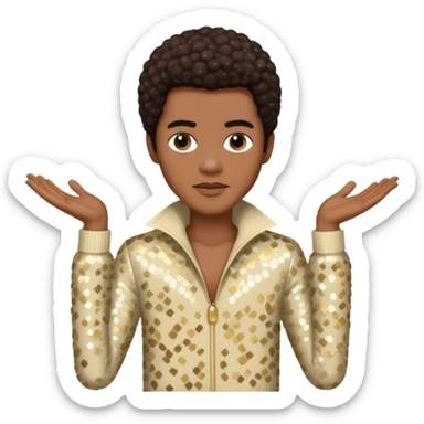 Bobby Farrell from Boney M with dark brown hair, cream sequin outfit sticker