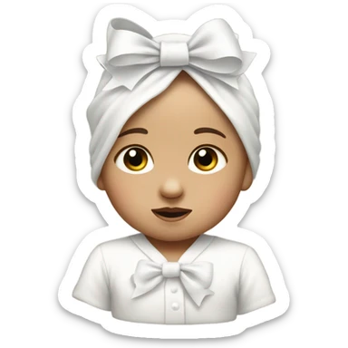 white baby with a bow  sticker