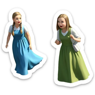 girls in dresses on grass sticker