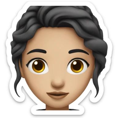 girl with fair skin and makeup with long black hair and brown eyes  sticker