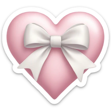 Pastel pink heart with white bow sticker