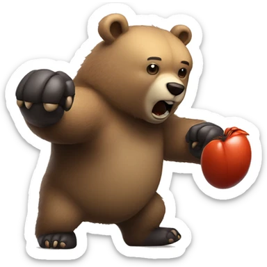 Bear fighting with beetle  sticker