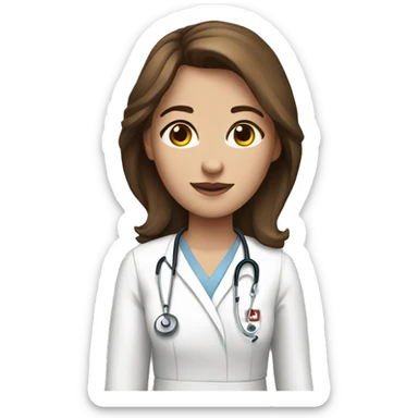 white skin woman with brown hair in a medical gown sticker