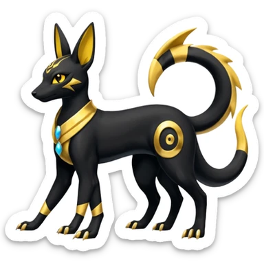 Shiny 4-legged Umbreon-Anubis-Salandit-Zeraora-fusion, full body sticker