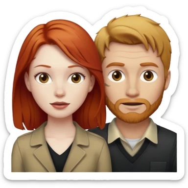 Red hair woman and dirty blonde man couple sticker